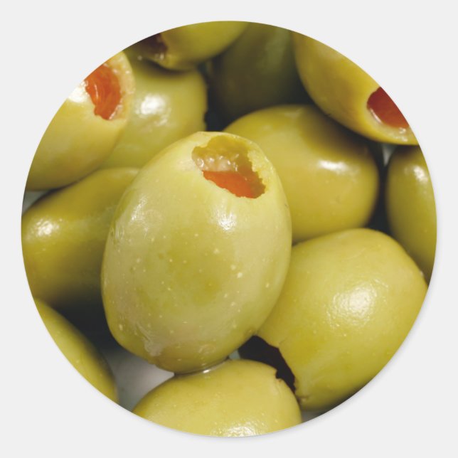 Pegatina Redonda Aceitunas verdes (Anverso)