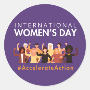Pegatina Redonda Acelere el Día Internacional de la Mujer 2025