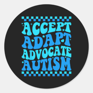 Pegatina Redonda Aceptar Adaptación Defender Autismo Conciencia Mes