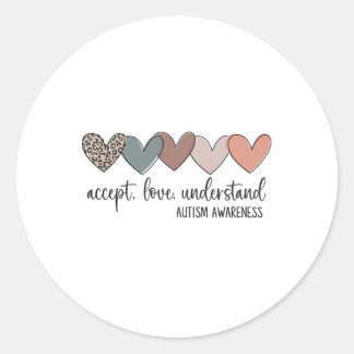 Pegatina Redonda Aceptar amor Entender la conciencia del autismo