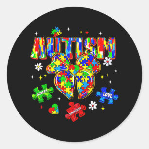 Pegatina Redonda Aceptar Comprender Amor Autismo Conciencia Coquett