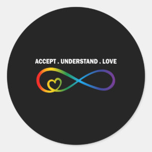 Pegatina Redonda Aceptar Comprender amor Neurodiversidad Autopista