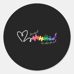 Pegatina Redonda Aceptar el amor Entender el autismo apoyar el auti