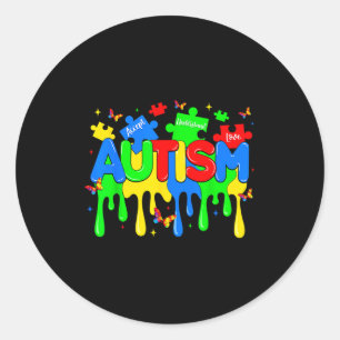 Pegatina Redonda Aceptar entender amor por mujeres maestra autismo