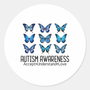 Pegatina Redonda Aceptar entender el amor autismo conciencia maripo