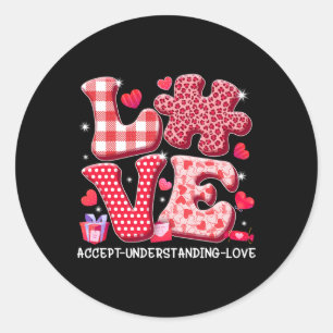 Pegatina Redonda Aceptar Entender el amor Autismo Conciencia San Va