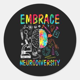 Pegatina Redonda Aceptar la Neurodiversidad Conciencia del Autismo 