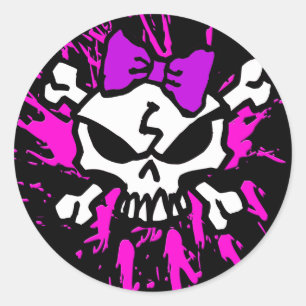 PEGATINA REDONDA ACOGEDOR CHICA SKULL CON ESPLÁNDIDOS