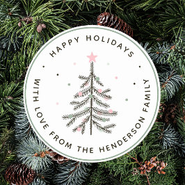 Pegatina Redonda Acogedora Navidad en Pastel