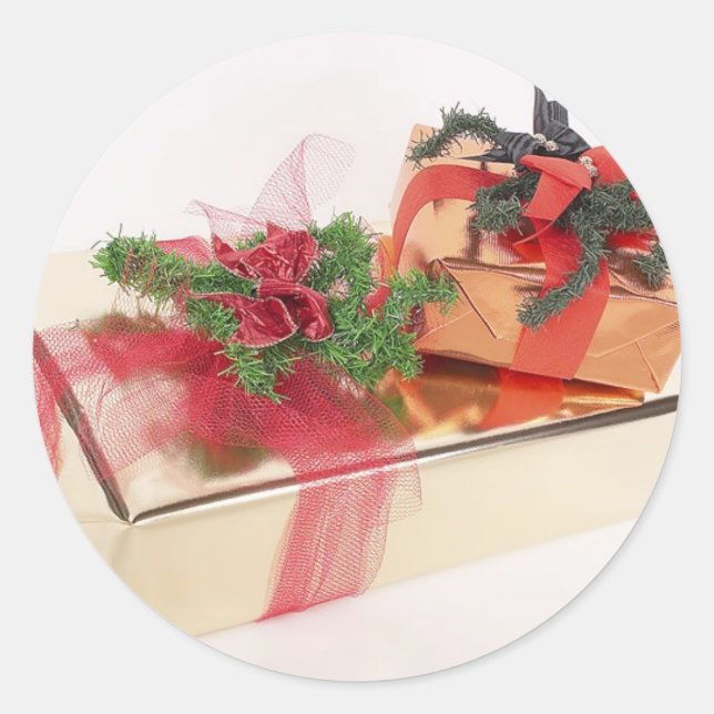 Pegatina Redonda Acondicionamiento de regalo de vacaciones de Relie (Anverso)