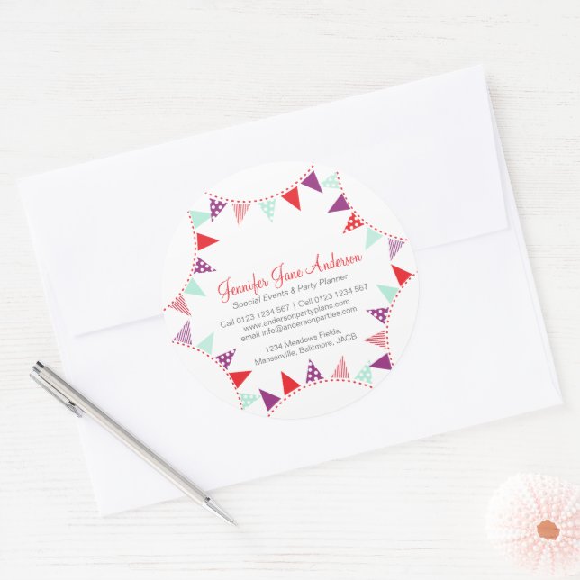 Pegatina Redonda Acontecimientos de fiestas de Bungalows planner re (Sobre)