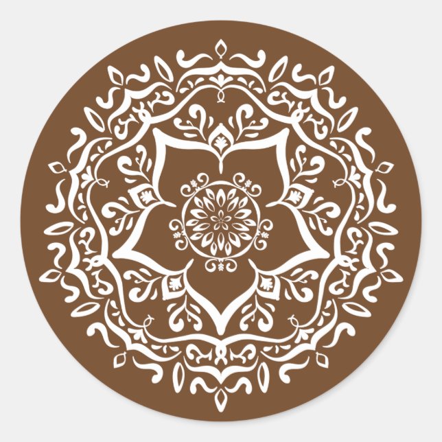 Pegatina Redonda Acorn Mandala (Anverso)