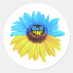 Pegatina Redonda Acrílico girasol bandera azul amarilla de Ucrania