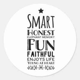 Pegatina Redonda Acrónimo de Sheffey con estrella