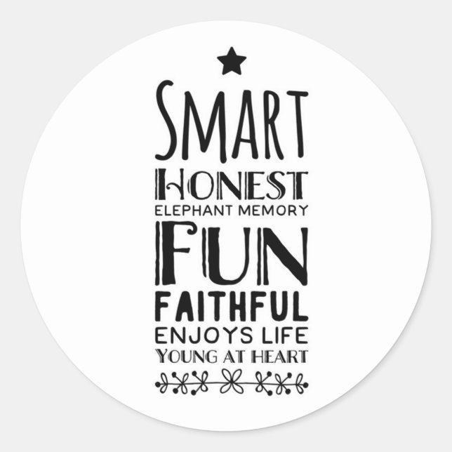 Pegatina Redonda Acrónimo de Sheffey con estrella (Anverso)