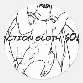 Pegatina Redonda ¡Action Sloth, vamos!