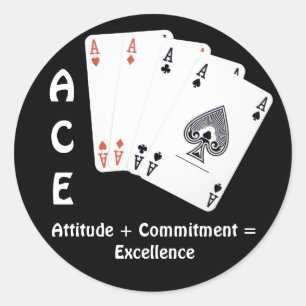 Pegatina Redonda Actitud ACE + Compromiso = Excelencia