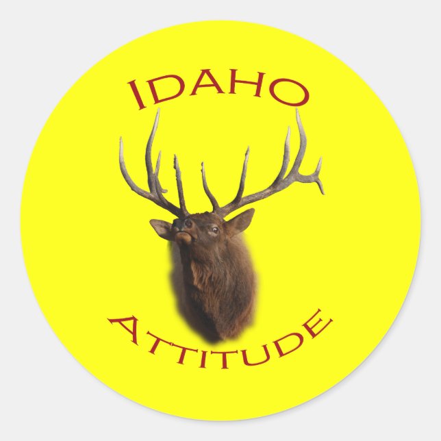 Pegatina Redonda Actitud de Idaho (Anverso)