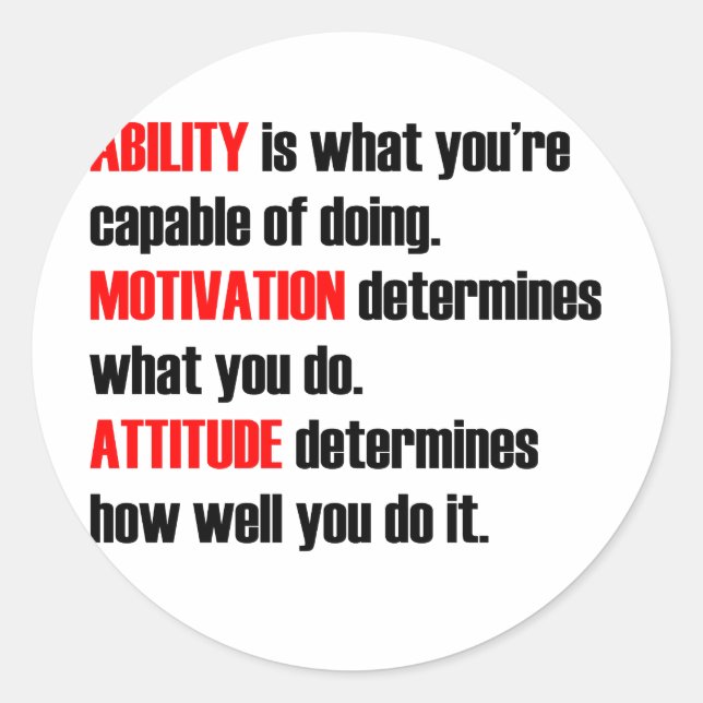 Pegatina Redonda actitud de motivación de capacidad (Anverso)