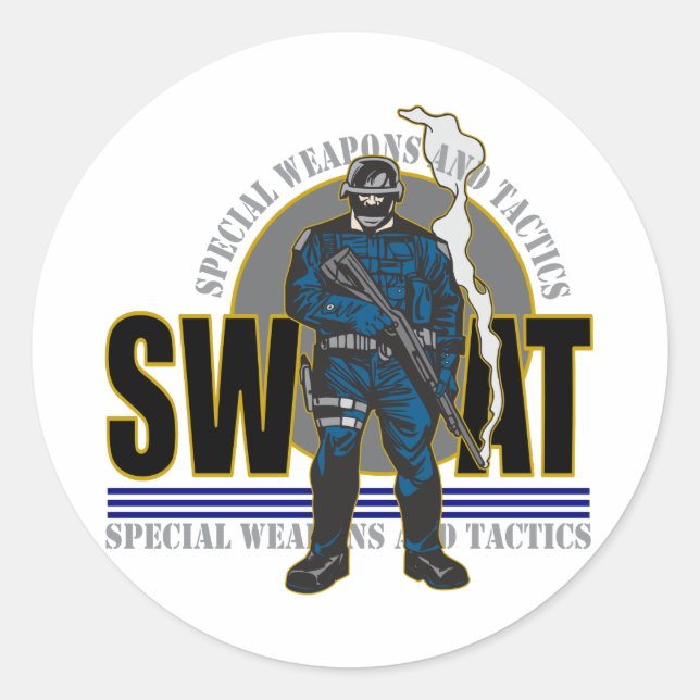 Pegatina Redonda Actitud de S.W.A.T. (Anverso)