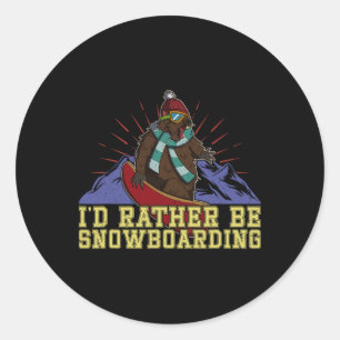 Pegatina Redonda Actividad competitiva del Snowboard Skip Snowboard