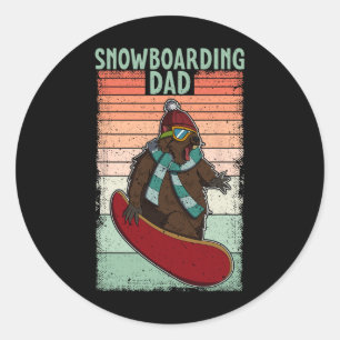 Pegatina Redonda Actividad competitiva del Snowboard Skip Snowboard