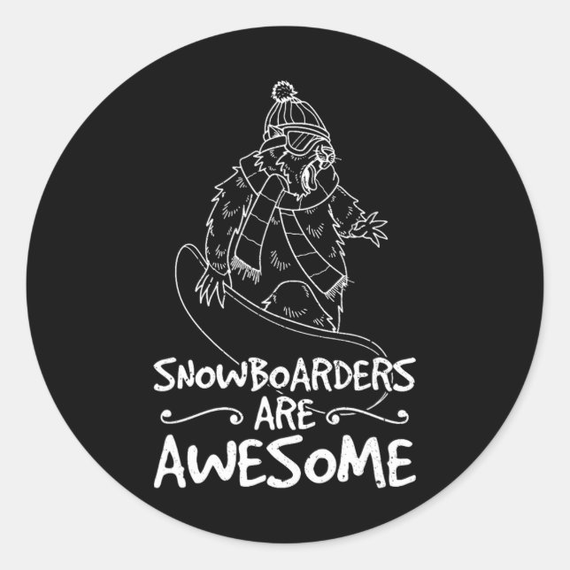Pegatina Redonda Actividad competitiva del Snowboard Skip Snowboard (Anverso)