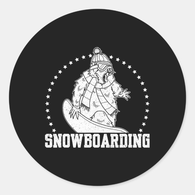 Pegatina Redonda Actividad competitiva del Snowboard Skip Snowboard (Anverso)