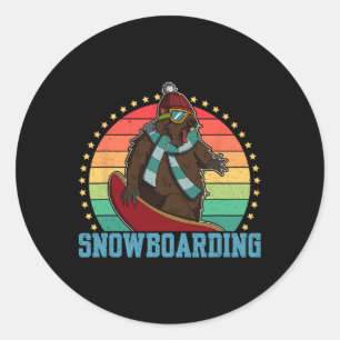 Pegatina Redonda Actividad competitiva del Snowboard Skip Snowboard