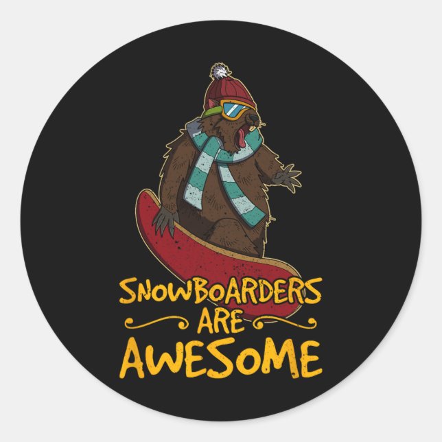 Pegatina Redonda Actividad competitiva del Snowboard Skip Snowboard (Anverso)