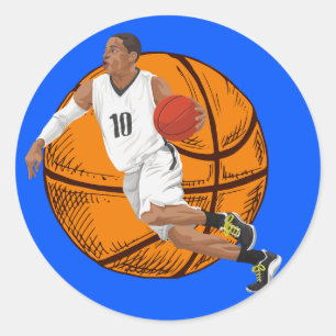 Pegatina Redonda Actividad del baloncesto