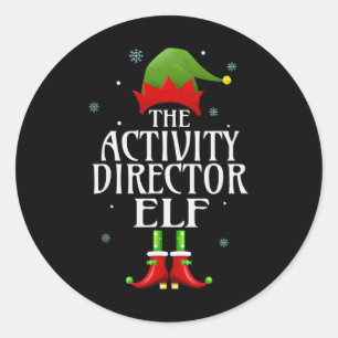 Pegatina Redonda Actividad Director Elf Xmas Divertida Familia Coin