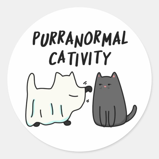 Pegatina Redonda Actividad Purranormal Divertida Pulla de Halloween (Anverso)