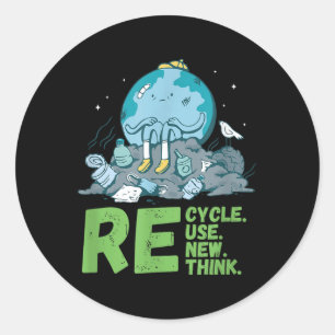Pegatina Redonda Activistas del Día de la Tierra 2024 de Reciclar R