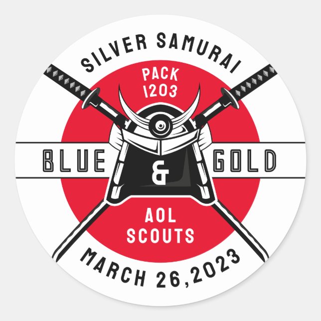 Pegatina Redonda Acto especial de Samurai (Anverso)