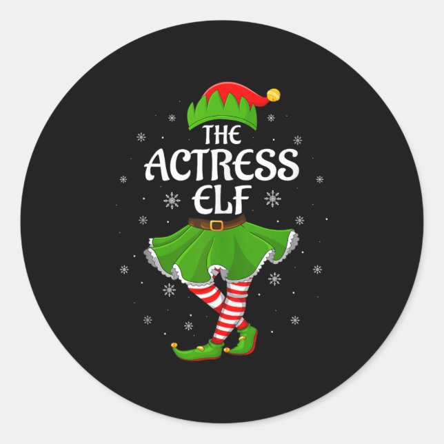 Pegatina Redonda Actress Elf Christmas Family Girls Women Elf Squad (Anverso)