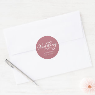 Pegatina Redonda Actualización de Boda con Caligrafía Simple y Eleg