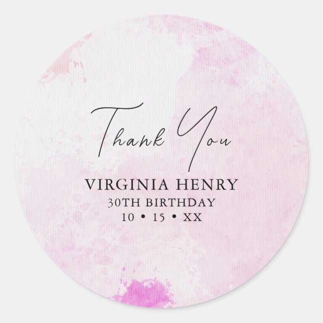 Pegatina Redonda Acuarela 30 cumpleaños (Anverso)