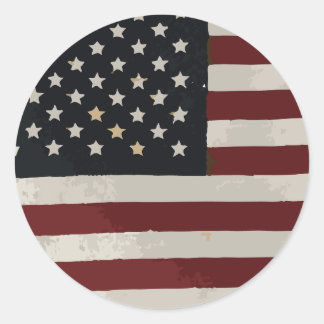 Pegatina Redonda Acuarela 4 de julio Bandera Americana