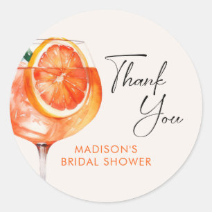 Pegatina Redonda Acuarela Aperol Spritz Bridal Shower