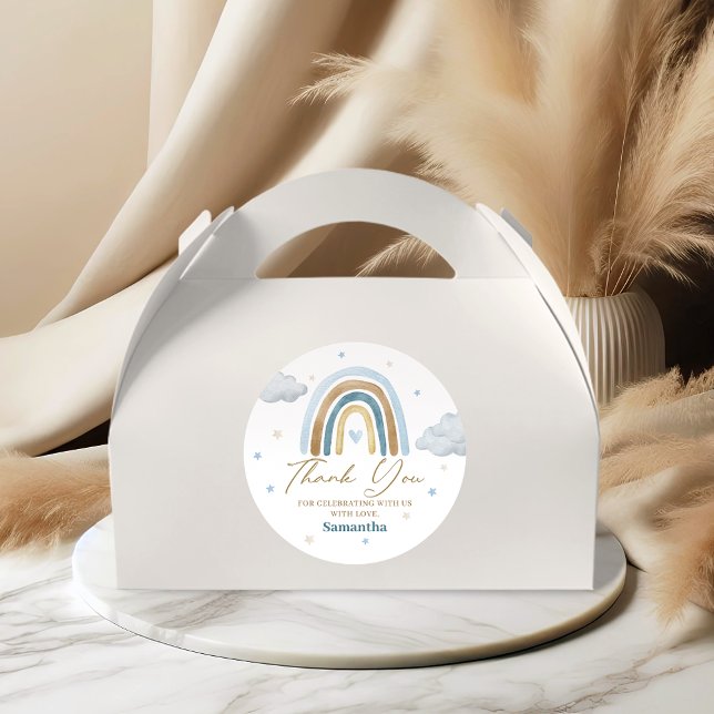 Pegatina Redonda Acuarela Arcoiris Nube Azul Oro Gracias (Subido por el creador)