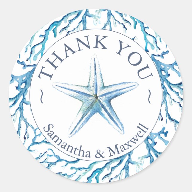 Pegatina Redonda Acuarela Bajo El Mar (Anverso)