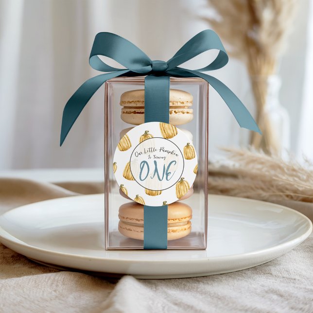 Pegatina Redonda Acuarela Calabacita Azul Cumpleaños Otoño (Subido por el creador)