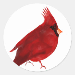 Pegatina Redonda Acuarela cardenal rojo intenso profundo rico satur