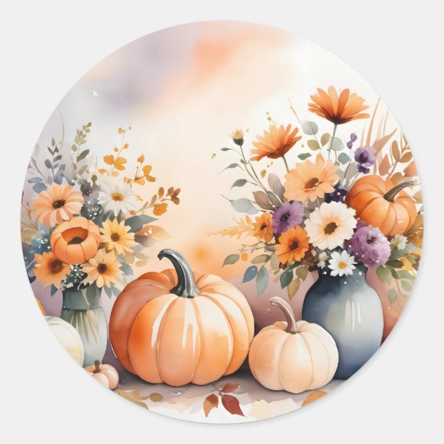 Pegatina Redonda Acuarela celebrando la caída (Anverso)