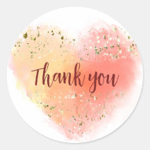 Acuarela con corazón purpurina y gracias