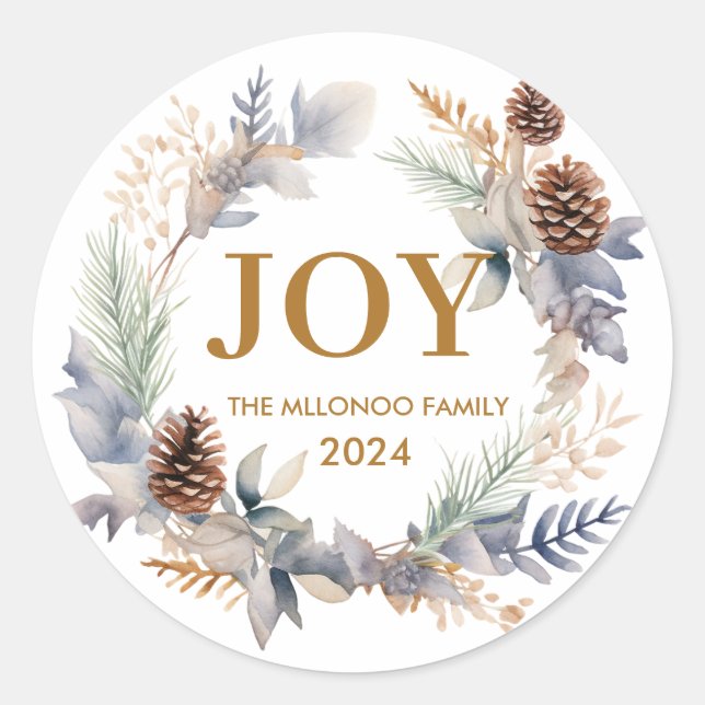 Pegatina Redonda acuarela Cosy scandinavian (Anverso)