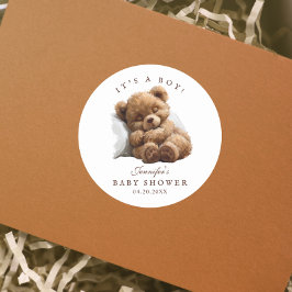 Pegatina Redonda Acuarela Cubierta Teddy Bear Es Un Niño