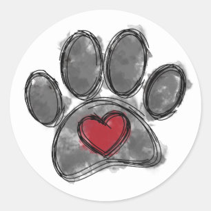 Pegatina Redonda Acuarela de dibujo de perro largo