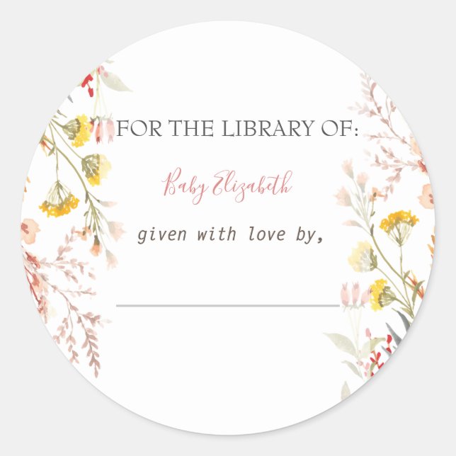 Pegatina Redonda Acuarela de flores silvestres pradera secaEmbarazo (Anverso)